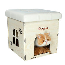 Load image into Gallery viewer, Multi-functional Pet Cat Kennel Wooden House Home Stool Chair Family Sitting Cats House Warming Nest for Cat Dog House Bed