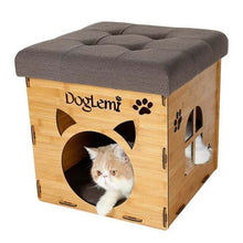 Load image into Gallery viewer, Multi-functional Pet Cat Kennel Wooden House Home Stool Chair Family Sitting Cats House Warming Nest for Cat Dog House Bed