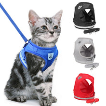 Load image into Gallery viewer, Adjustable Harness Vest Cat Dog Walking Lead Leash for Puppy Dogs Collar Polyester Mesh Harness for Small Medium Dog Cat Pet