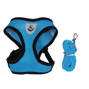 Adjustable Harness Vest Cat Dog Walking Lead Leash for Puppy Dogs Collar Polyester Mesh Harness for Small Medium Dog Cat Pet