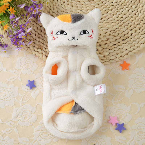 Coral Fleece Pet Cat Clothing Winter Warm Cat Hoodie Coat Teacher Costume Casual Cat Clothes for Kitten Puppy Poodle Small Dogs