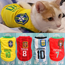 Load image into Gallery viewer, Pet Cat Football Clothes Tshirt Summer Sport Shirt Clothing For Small Cats Kitty Outfit Vest Kitten Soccer Jersey Pet Supplies