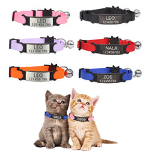 Load image into Gallery viewer, Personalized ID Free Engraving Cat Collar Safety Breakaway Small Dog Cute Nylon Adjustable for Puppy Kittens Necklace