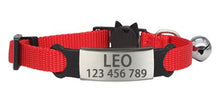 Load image into Gallery viewer, Personalized ID Free Engraving Cat Collar Safety Breakaway Small Dog Cute Nylon Adjustable for Puppy Kittens Necklace