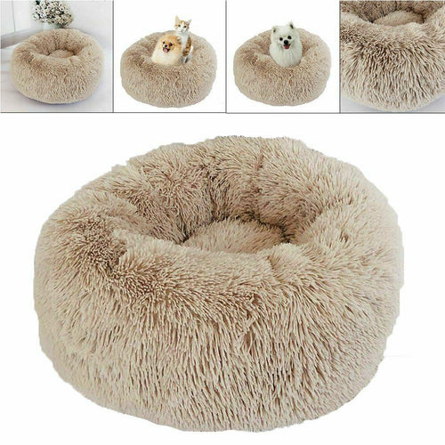 Pet Dog Cat Calming Bed Round Nest Warm Soft Plush Comfortable Fur Donut Puppy Kennel Pet House Small Animals Home With Mat