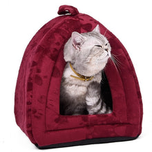 Load image into Gallery viewer, Drop shipping Foldable Pet Cat Cave House Cat Kitten Bed Cama Para Cachorro Soft Dog House Cat Dogs Home Shape Red Green