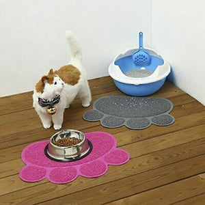 Hot Cute Dog Home Pet Footprints Shape Feeding Water Food Dish Tray Cat Bowl Mat Placemat Wipe Clean Floor PVC