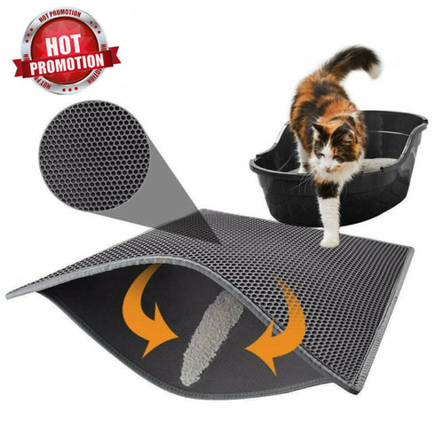 Home Solid Color Cat Litter Mat Waterproof Double-Layer Trapper Foldable Pad Pet Foam Rubber Rug