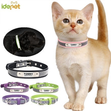 Load image into Gallery viewer, Reflective Leather Customized Cat Collar Personalized ID Collar Engrave Name Phone Number Free Engraving For Puppy Chihuahua 15