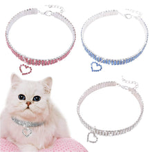 Load image into Gallery viewer, Pet crystal collar Kitten necklace Pet Pendant Shiny Bright Heart Shaped Crystal Diamond Decoration Accessories for Teddy