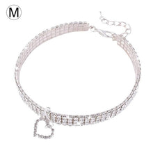Load image into Gallery viewer, Pet crystal collar Kitten necklace Pet Pendant Shiny Bright Heart Shaped Crystal Diamond Decoration Accessories for Teddy