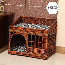 Load image into Gallery viewer, handmade Cat bed house in summer pet cat rattan villa home durable pet sleeping bed Breathable  cat kennel  dropshipping