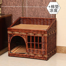 Load image into Gallery viewer, handmade Cat bed house in summer pet cat rattan villa home durable pet sleeping bed Breathable  cat kennel  dropshipping