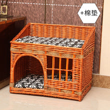 Load image into Gallery viewer, handmade Cat bed house in summer pet cat rattan villa home durable pet sleeping bed Breathable  cat kennel  dropshipping