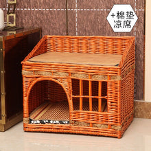 Load image into Gallery viewer, handmade Cat bed house in summer pet cat rattan villa home durable pet sleeping bed Breathable  cat kennel  dropshipping