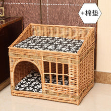 Load image into Gallery viewer, handmade Cat bed house in summer pet cat rattan villa home durable pet sleeping bed Breathable  cat kennel  dropshipping