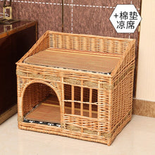 Load image into Gallery viewer, handmade Cat bed house in summer pet cat rattan villa home durable pet sleeping bed Breathable  cat kennel  dropshipping