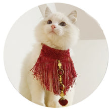 Load image into Gallery viewer, Kong Quelan fringed fur ball Egyptian wind red pet cat collar puppy clothing dress