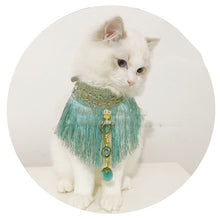 Load image into Gallery viewer, Kong Quelan fringed fur ball Egyptian wind red pet cat collar puppy clothing dress